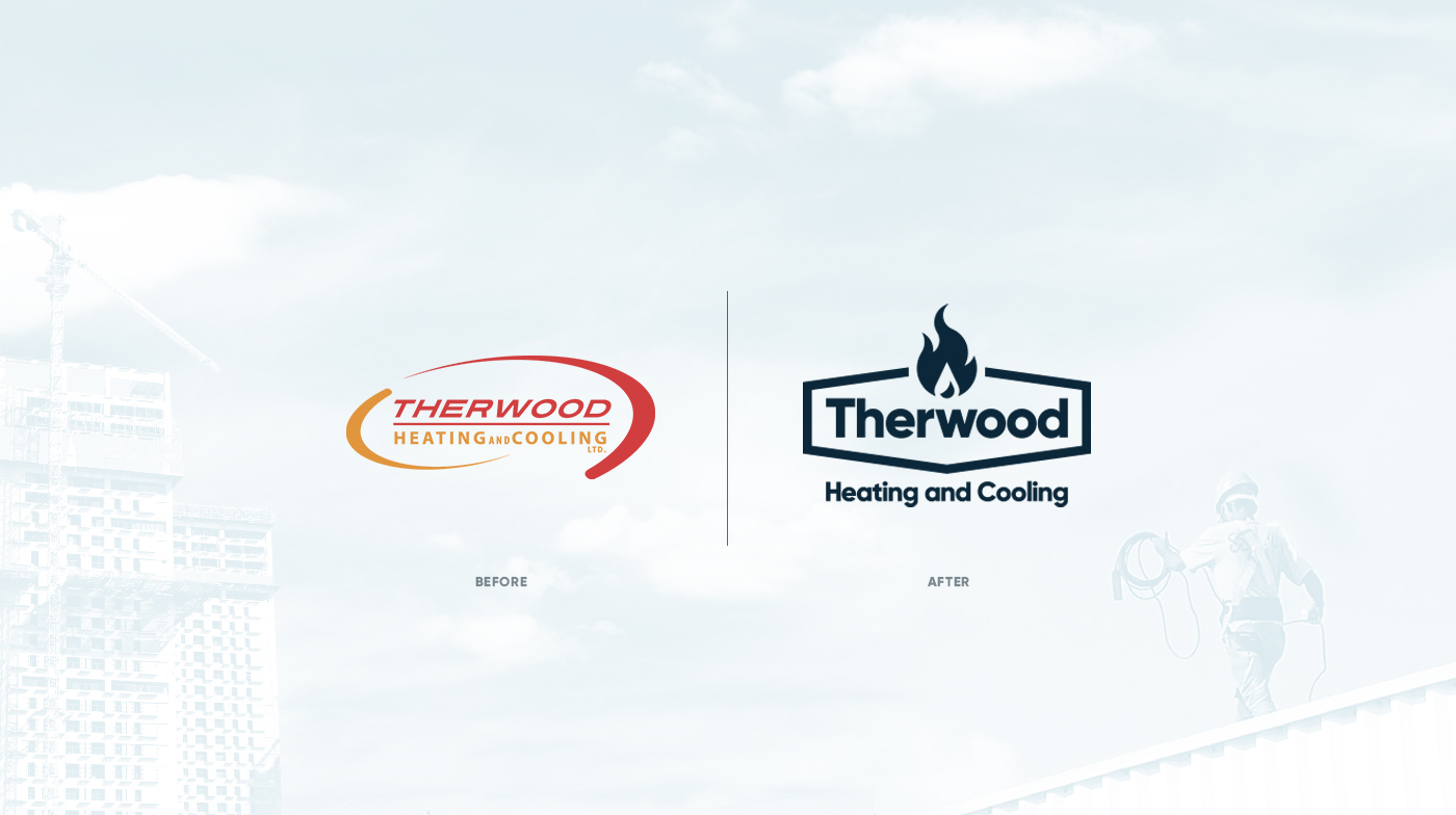 Comparison of the old and new Therwood logos.