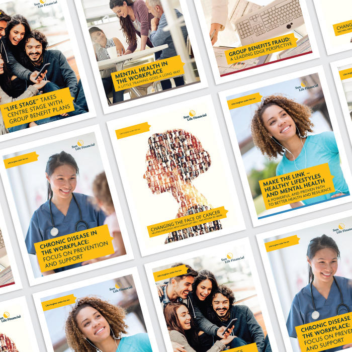 Collage of various Sun Life Bright Papers.