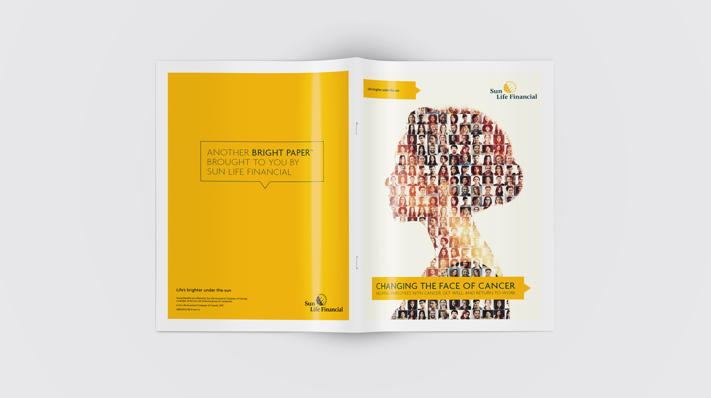 Sun Life Bright Paper opened resting face-down on a surface.