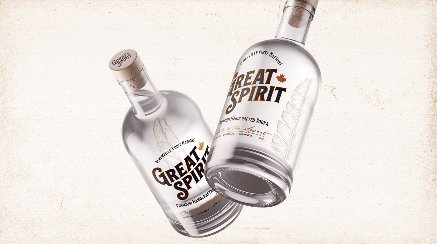 Two Great Spirit bottles floating mid-air.