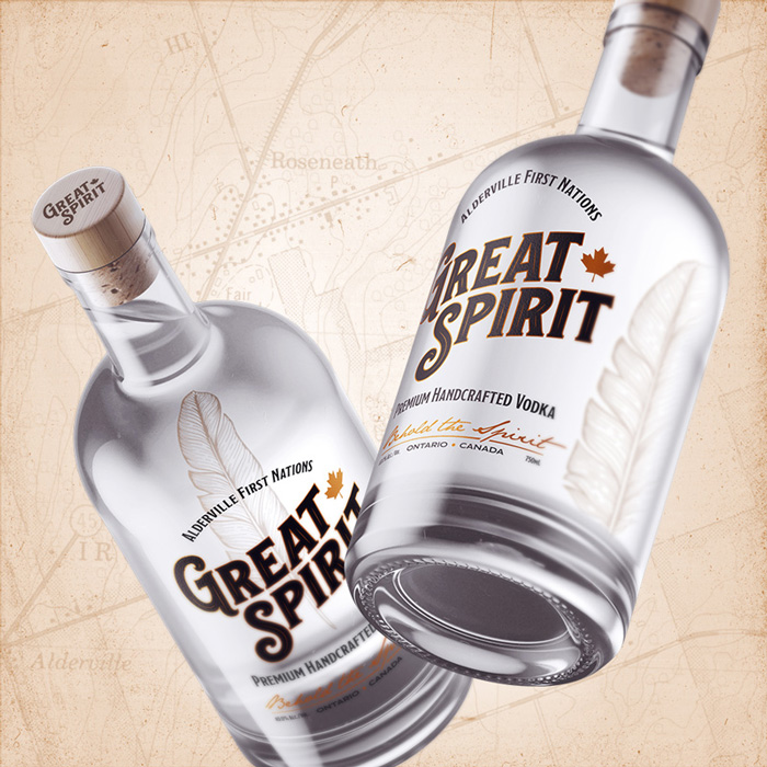 Two Great Spirit bottles hovering in mid-air.