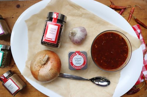 Spices and Adobo BBQ sauce.