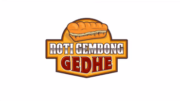 Logo with an illustration of a sandwich above the text 'ROTI GEMBONG GEDHE' in brown and orange colors.