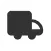 Black delivery truck icon indicating shipping or delivery service.