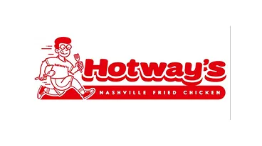 Hotway's Nashville Fried Chicken logo featuring a chef character holding a drumstick, with red bold text.