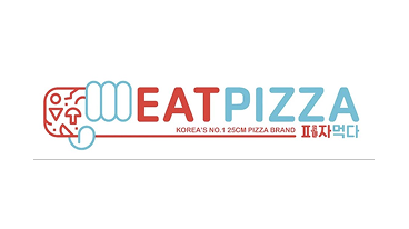 EATPIZZA logo with stylized red and blue text and a graphic of a folded hand holding pizza slices.