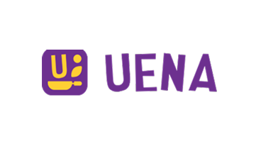 UENA company logo with purple and yellow stylized icon and purple text.