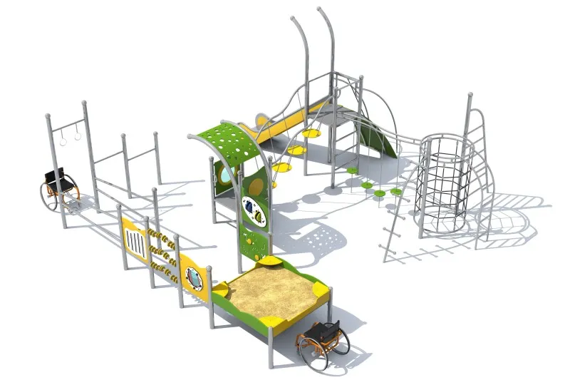 Inclusive Stainless Steel Multi-Activity Play System – Climbing, Sensory & Accessible Sand Play Unit