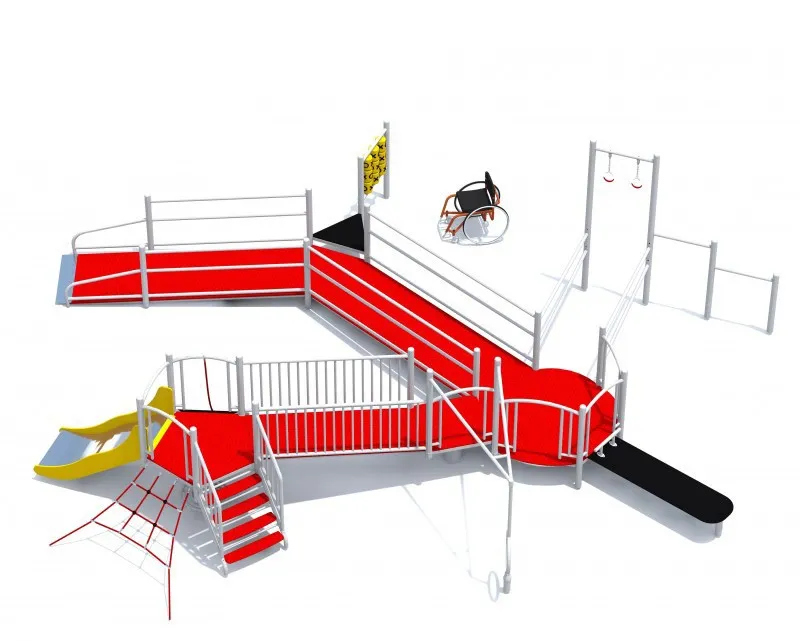 Inclusive Steel Ramp Play System – Multi-Level Accessible Playground Unit with Slide & Climbing Features
