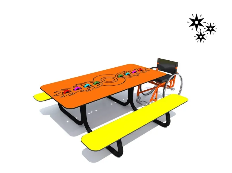 Inclusive Creative Play Table with Light-Up Rotating Wheels – Wheelchair-Accessible Activity Table