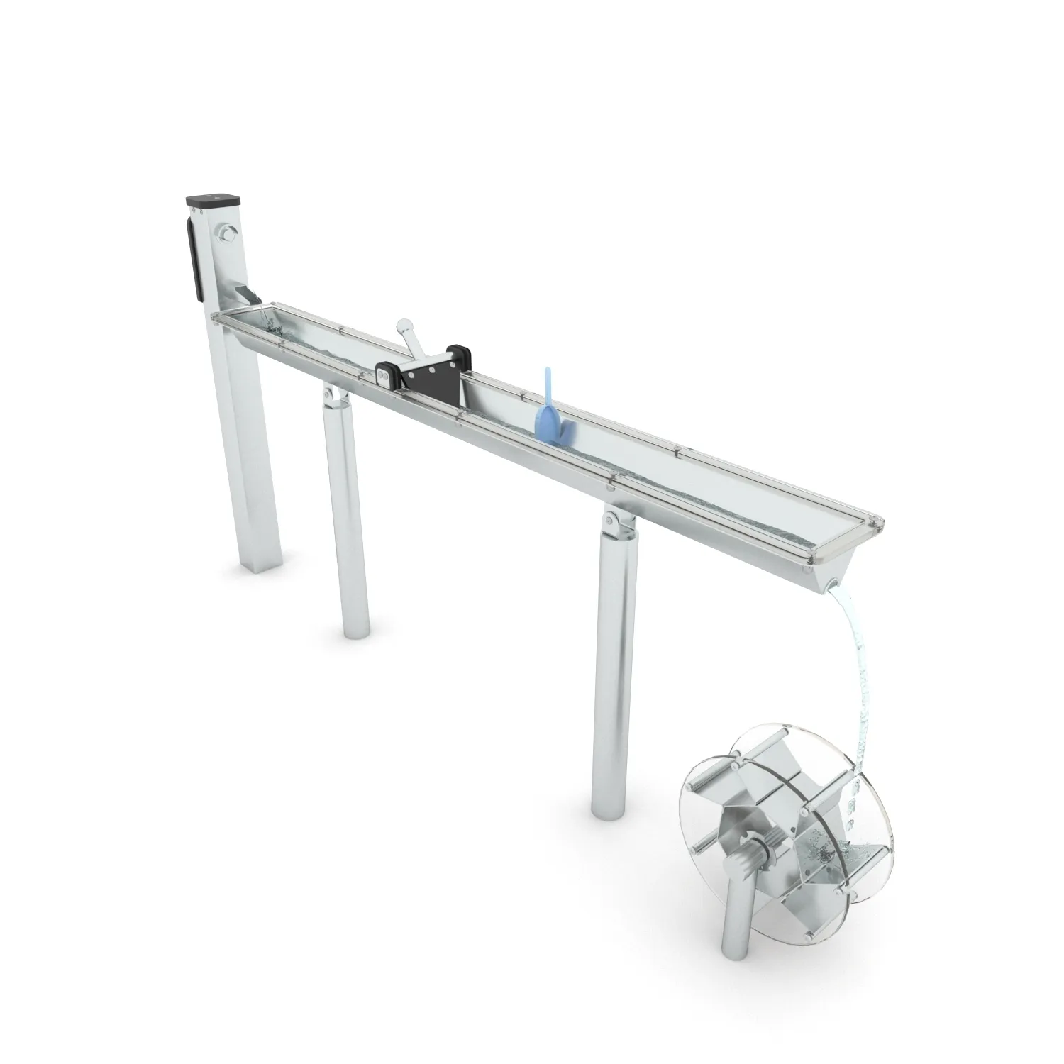 Stainless Steel Water Channel with Pump & Water Wheel