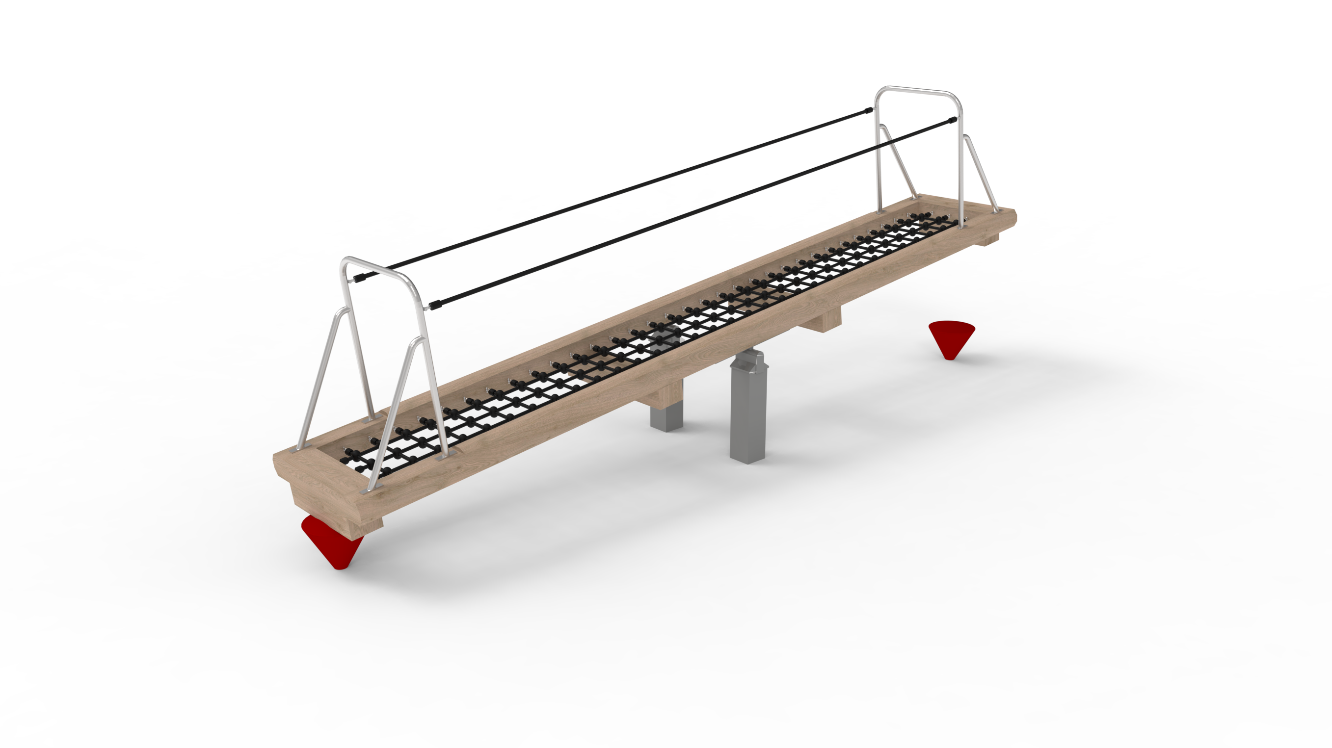 Timber Rope Deck Playground Seesaw with Stainless Steel Handrails