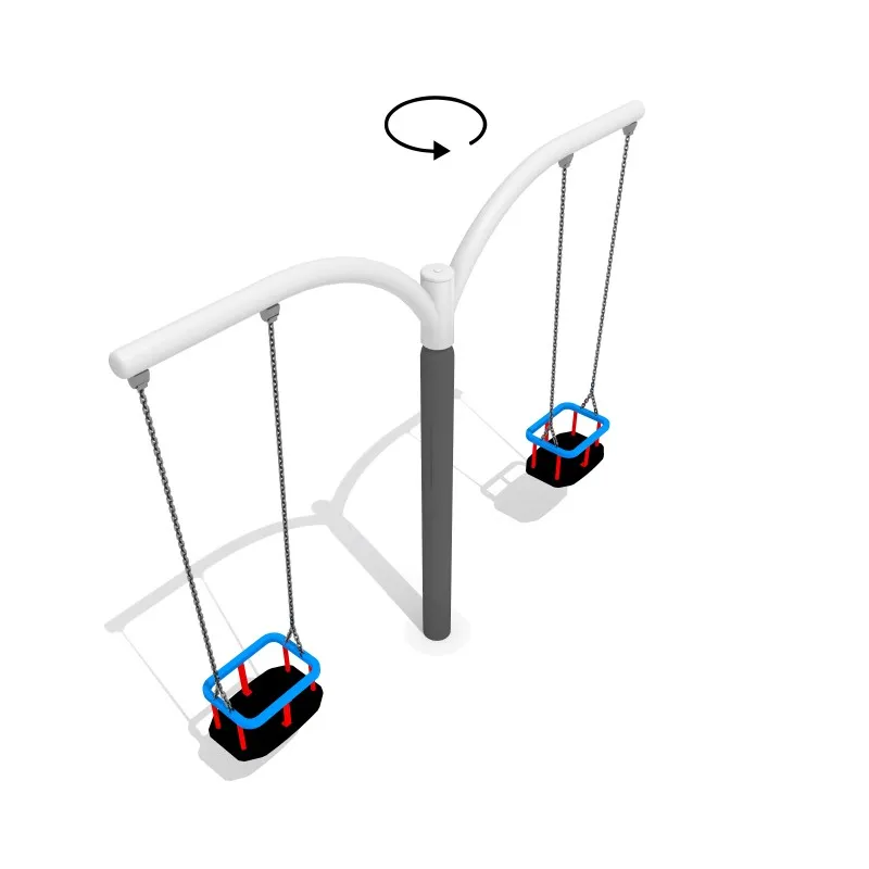 Rotating hanging carousel playground spinner with swing seats and multiple seat options