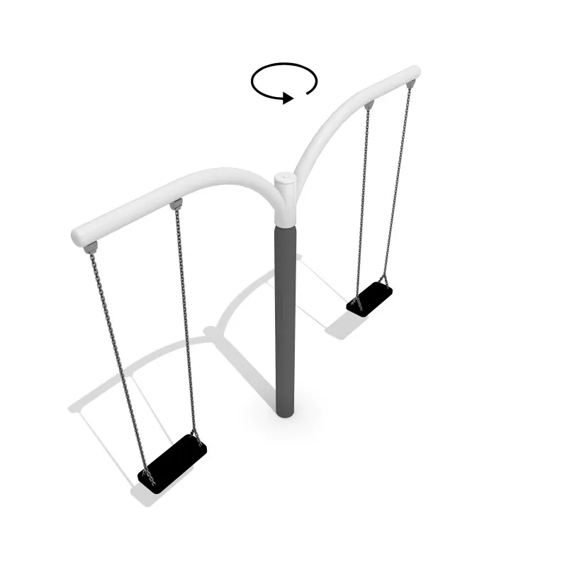 Rotating hanging carousel playground spinner with swing seats and multiple seat options