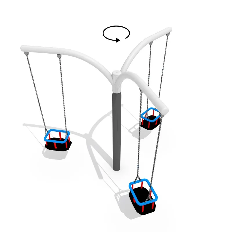 Rotating hanging carousel playground spinner with swing seats and multiple seating options
