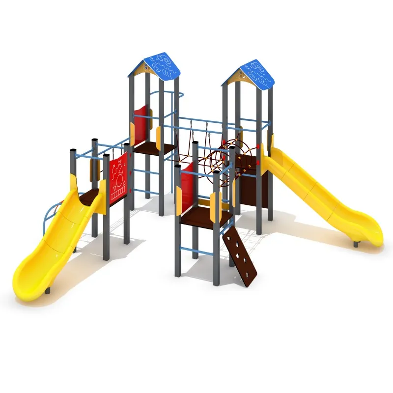 Large Multi-Tower Playground Set with Slides, Climbing & Nets | Commercial Play Equipment UK