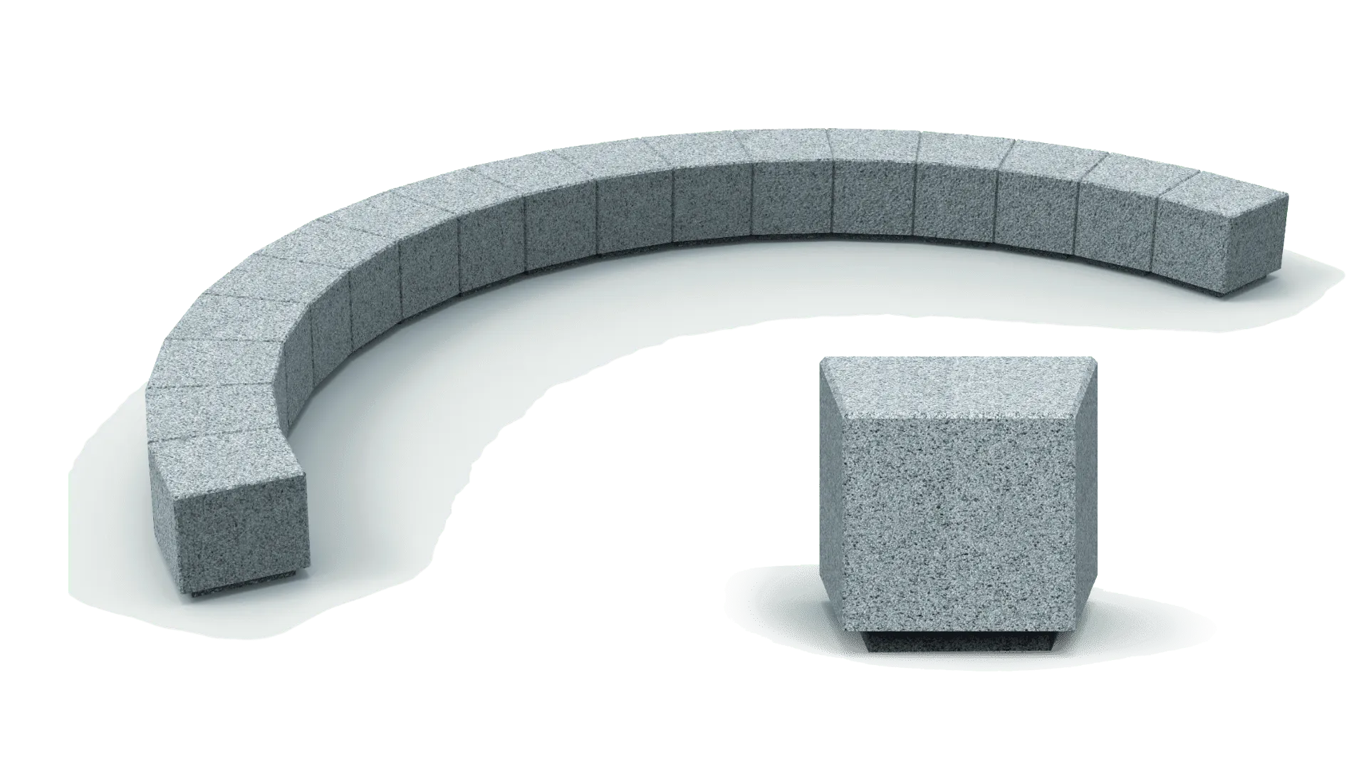 Curved Concrete Park Bench & Modular Seating System for Public Spaces | Heavy-Duty Outdoor Bench