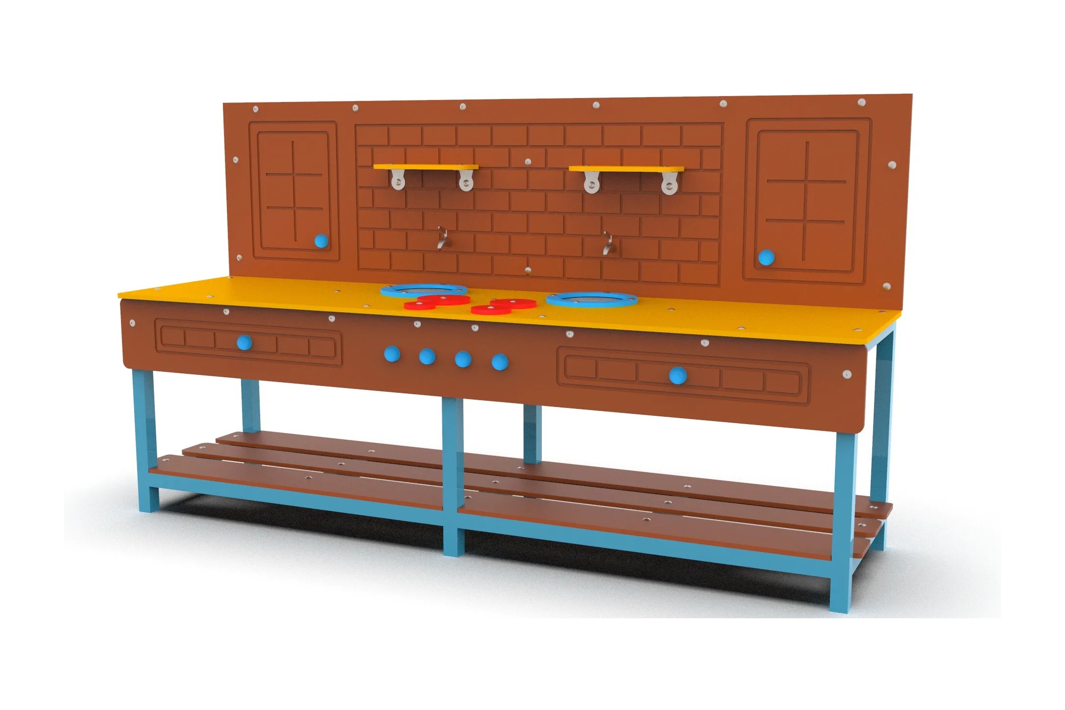 Commercial mud kitchen with mixing and serving workspace for nurseries and schools