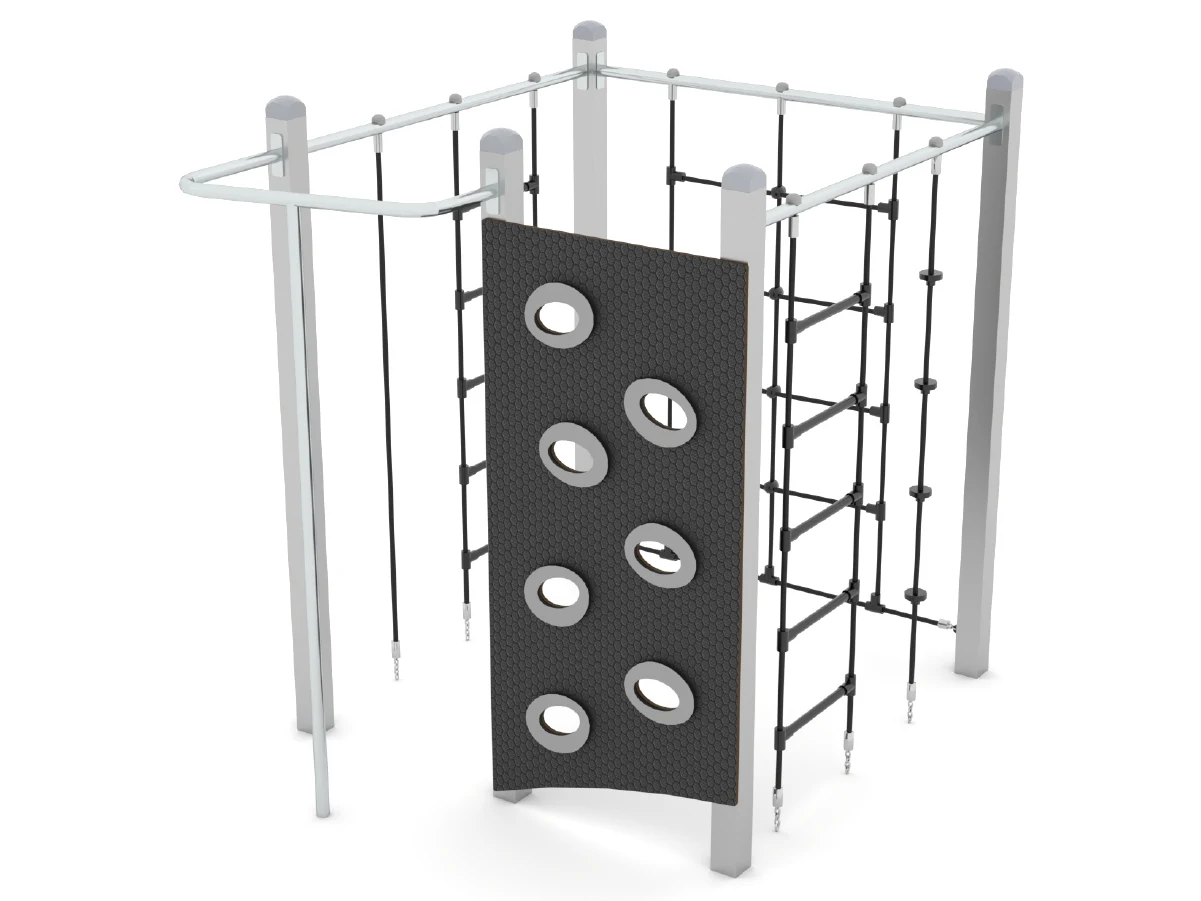 Climbing Cube with Climbing Wall, Rope Net & Fireman's Pole