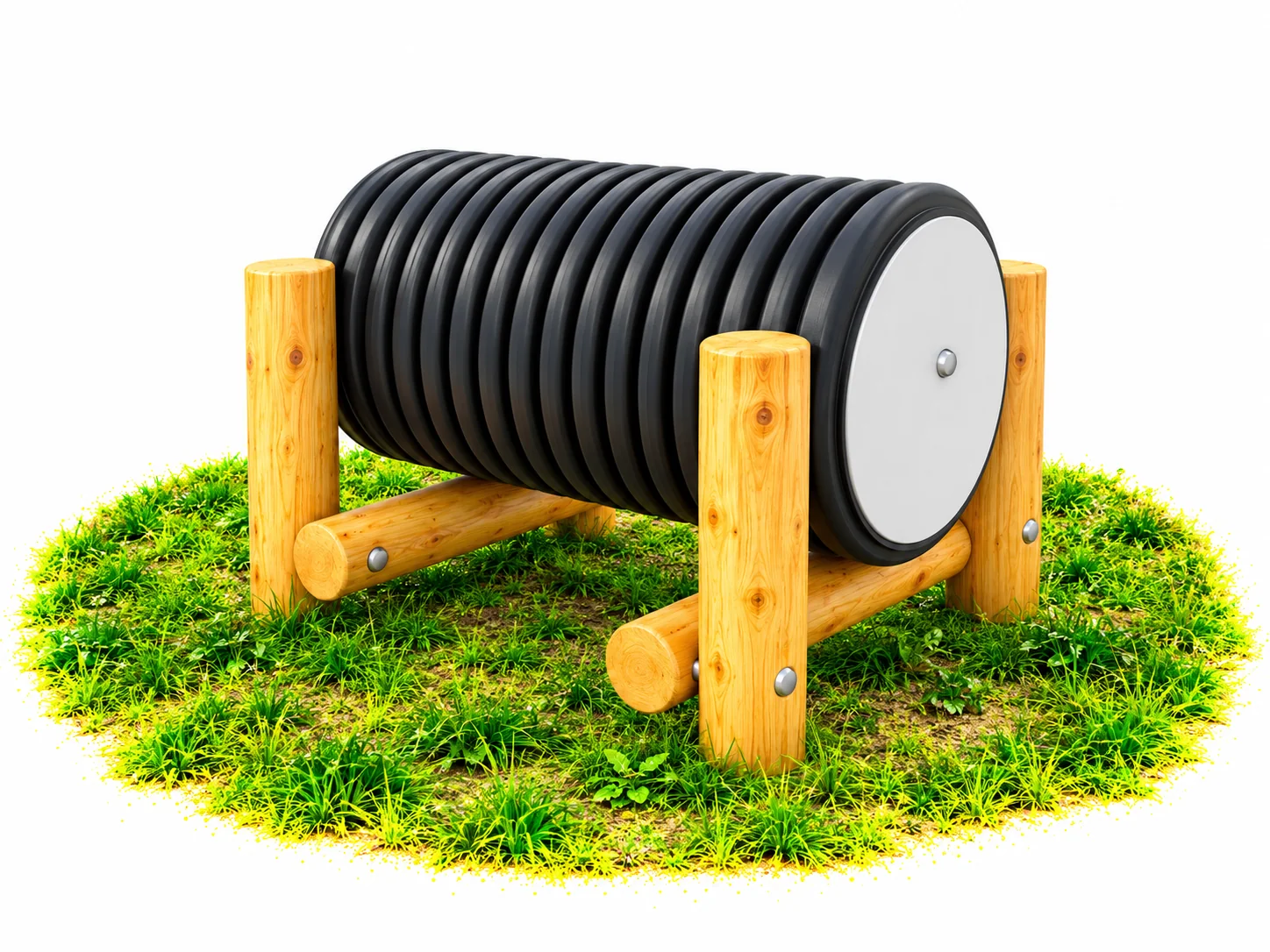 Robinia Crawl Tunnel | Timber and Ribbed Tube Playground Tunnel for Natural Play Areas and Trim Trails