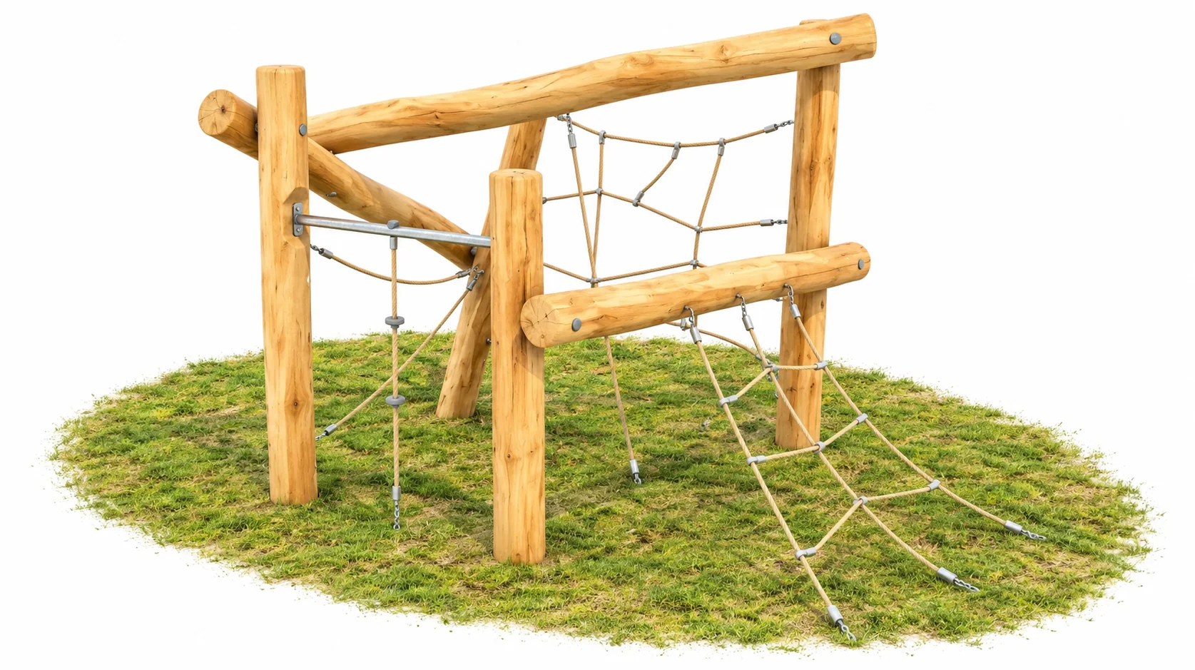 Robinia Rope Net Climbing Frame – Rope Web, Angled Net, Rope Ladder & Pull-Up Bar