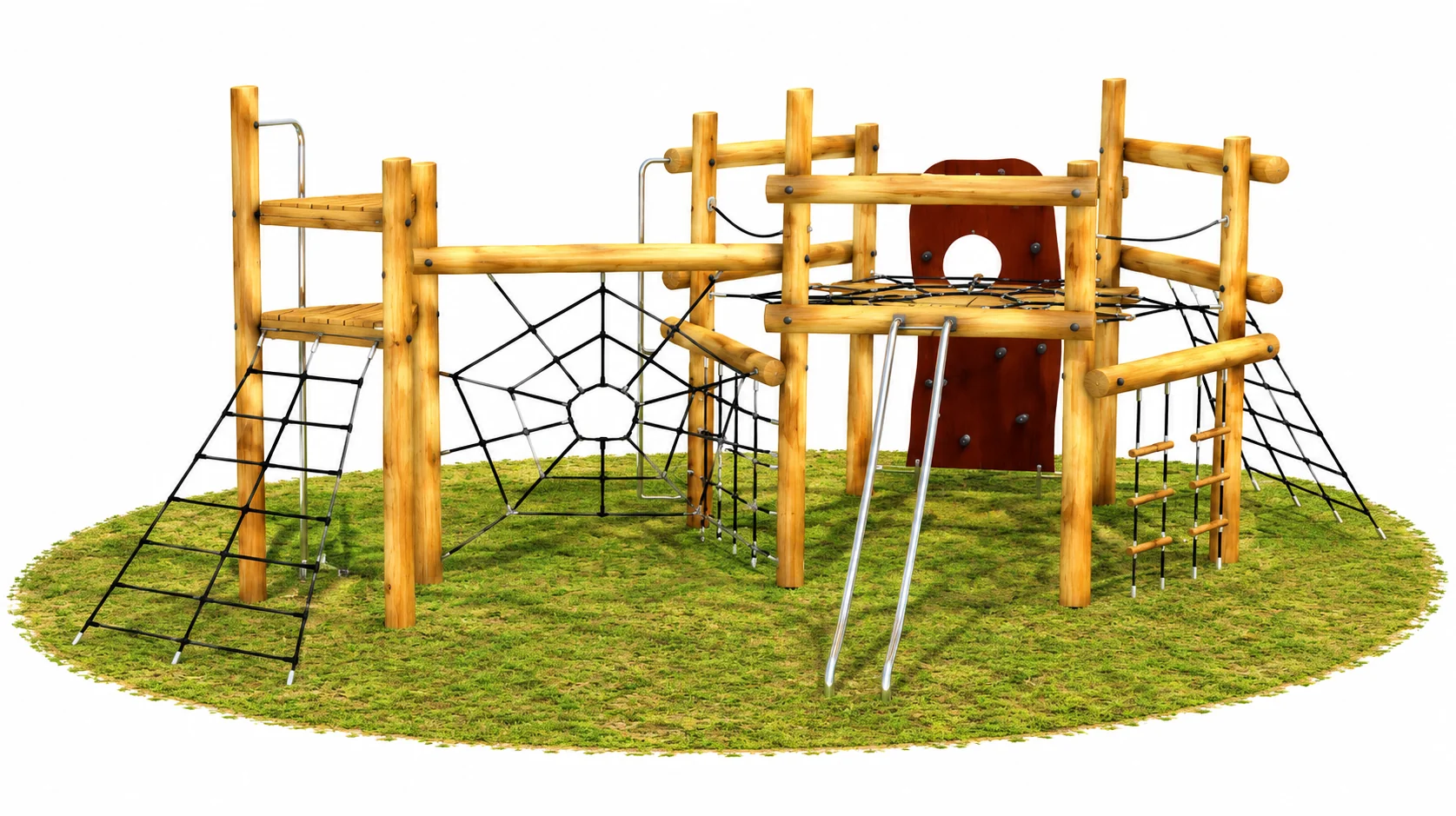 Robinia Timber Multi-Tower Climbing Frame | Natural Playground Climbing Structure