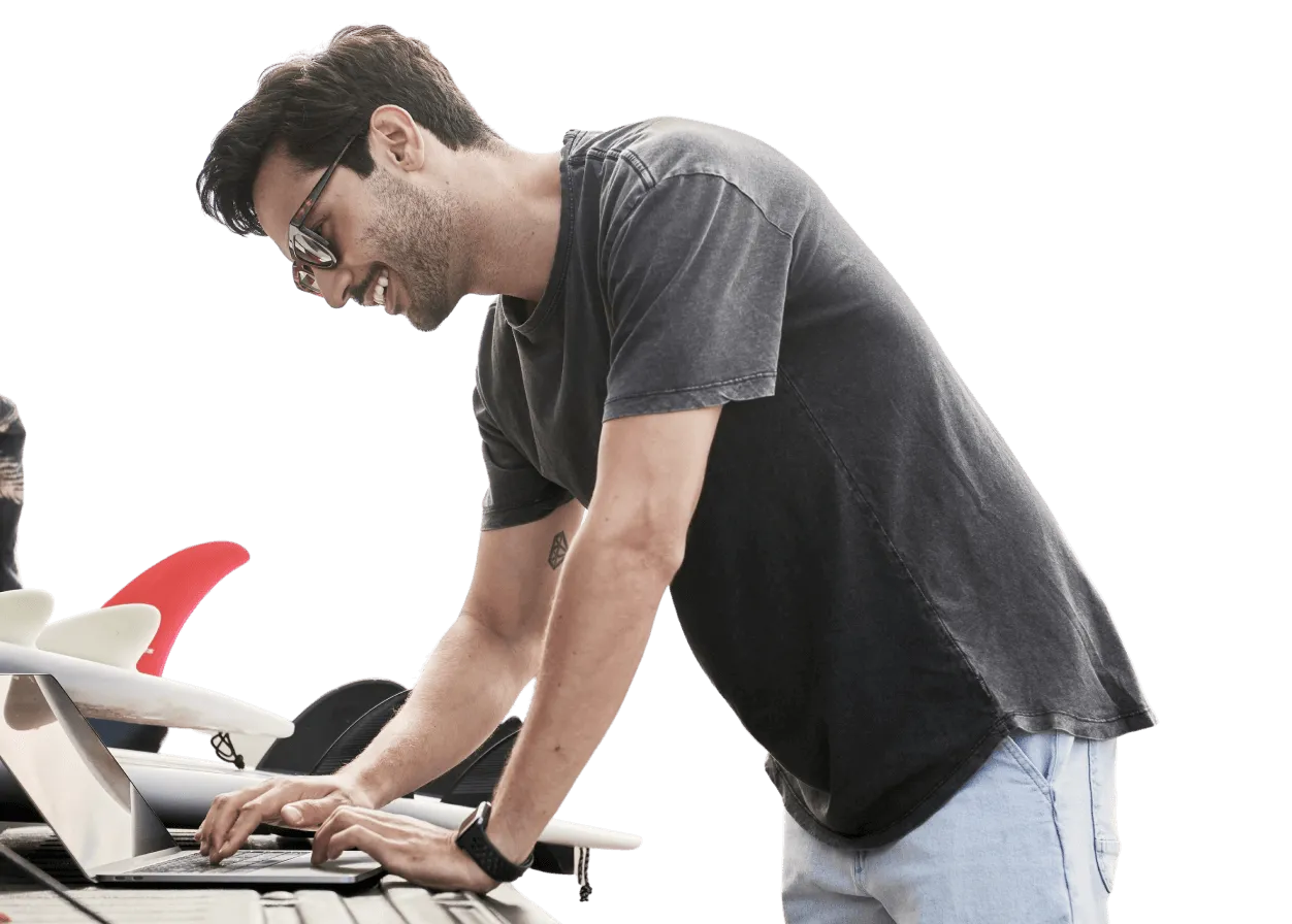 tech savvy man working his digital skills