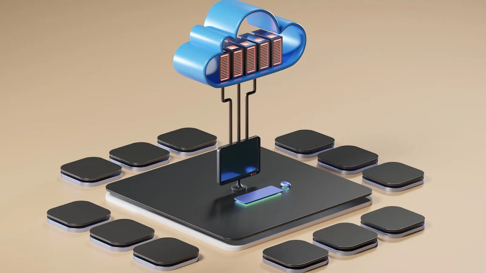 3D illustration of cloud computing concept