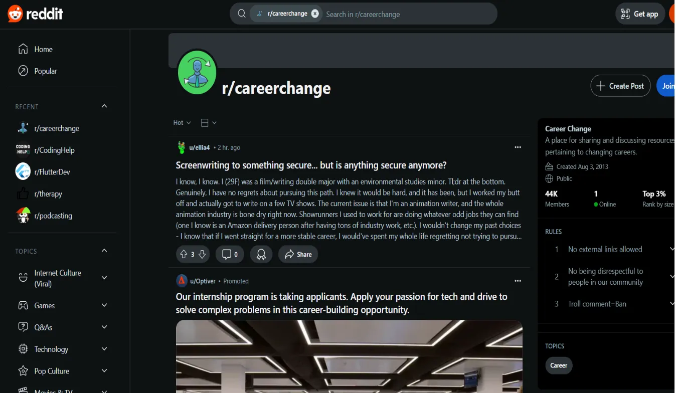 3. Career Change on Reddit – r/careerchange