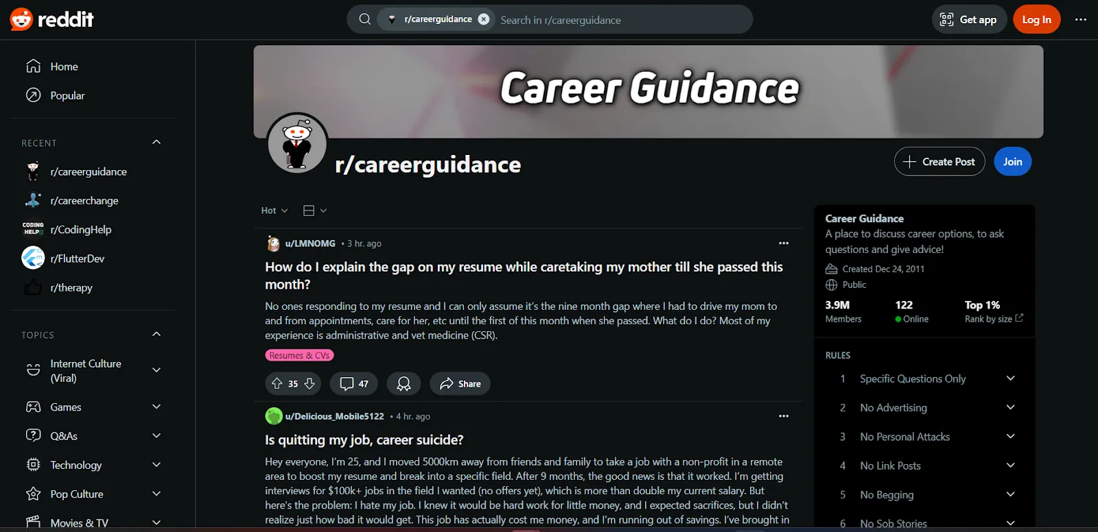 Career Guidance on Reddit – r/careerguidance