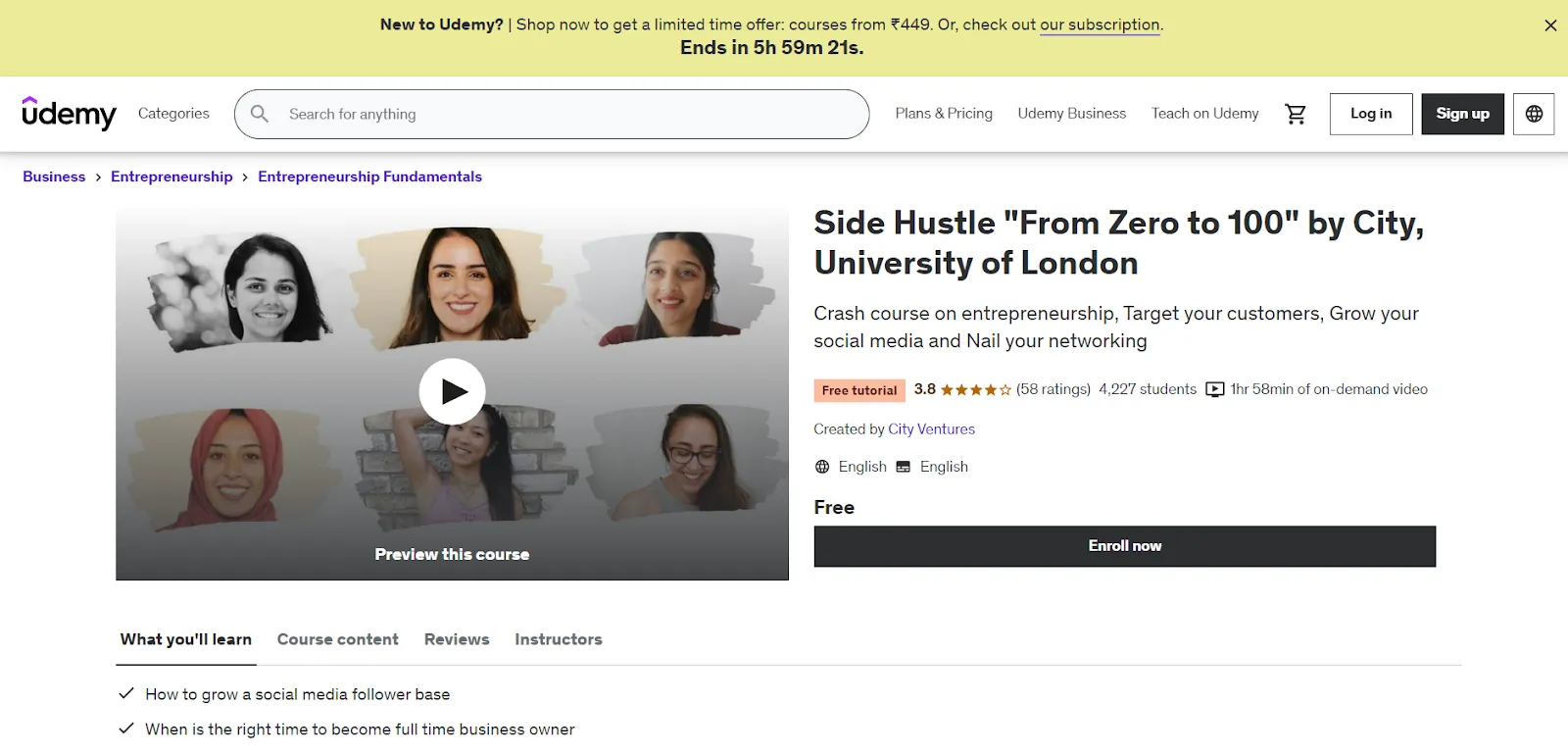 Side Hustle "From Zero to 100" – Udemy