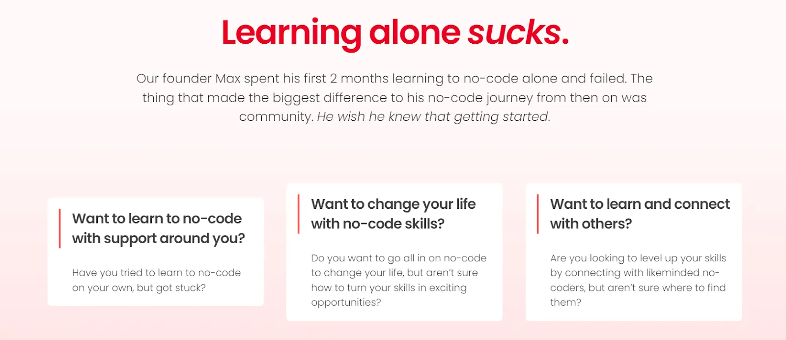 Problems Addressed by 100 Days of NoCode.