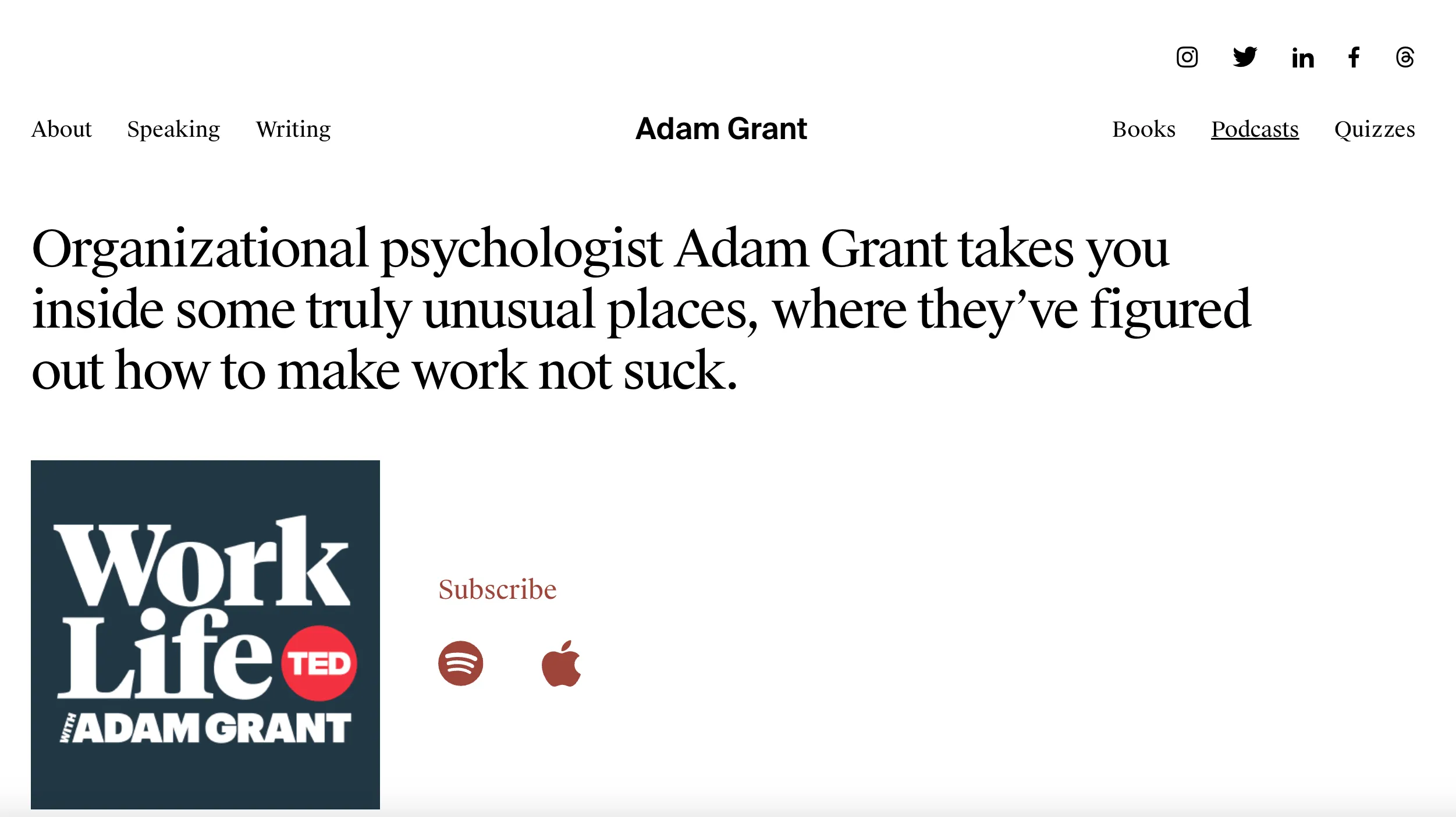 WorkLife with Adam Grant website screenshot