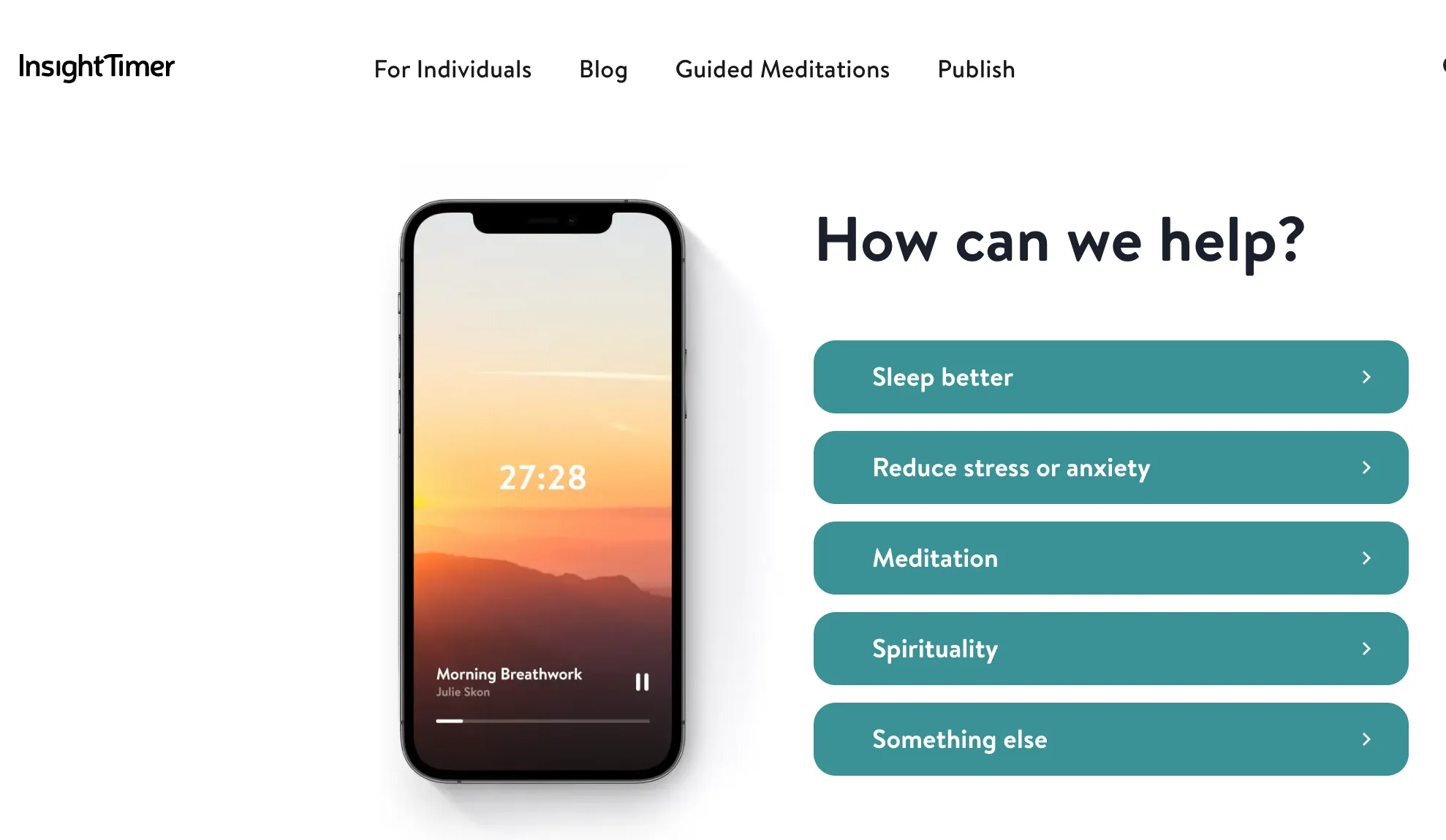 Insight Timer App website screenshot