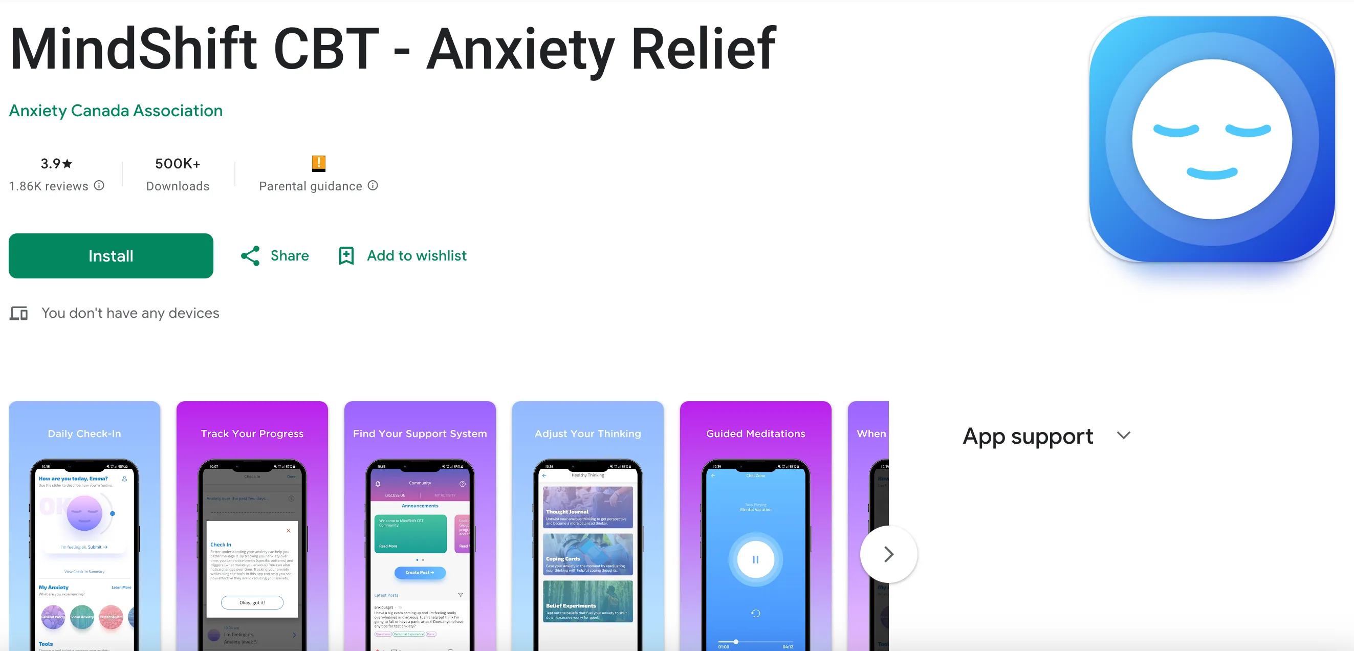 Mindshift App website screenshot