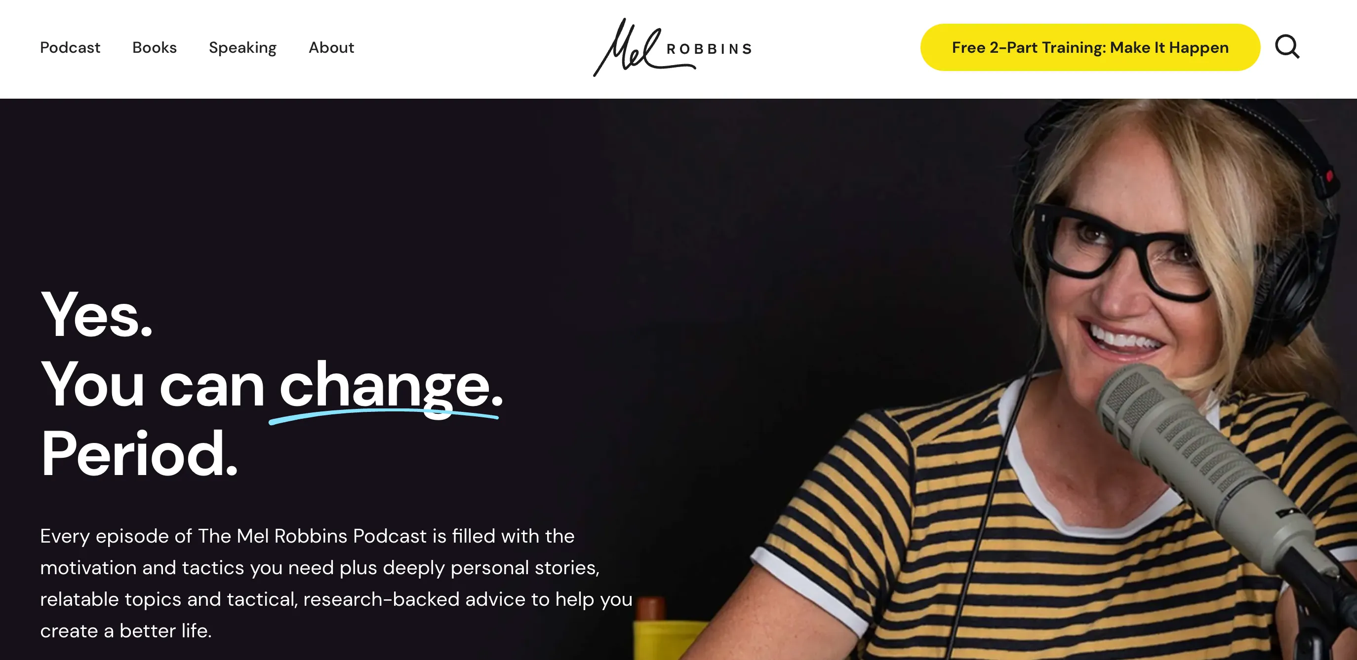The Mel Robbins Podcast website screenshot
