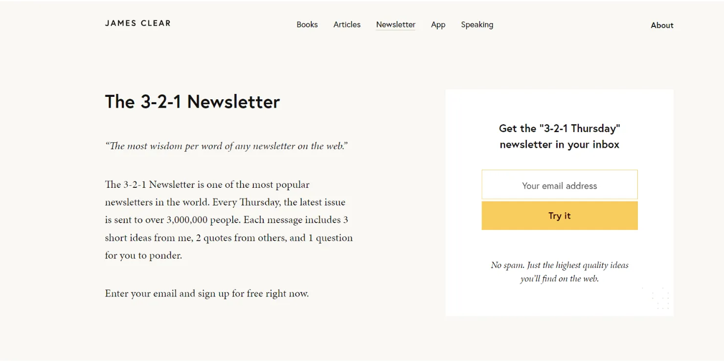 1. The 3-2-1 Newsletter – James Clear