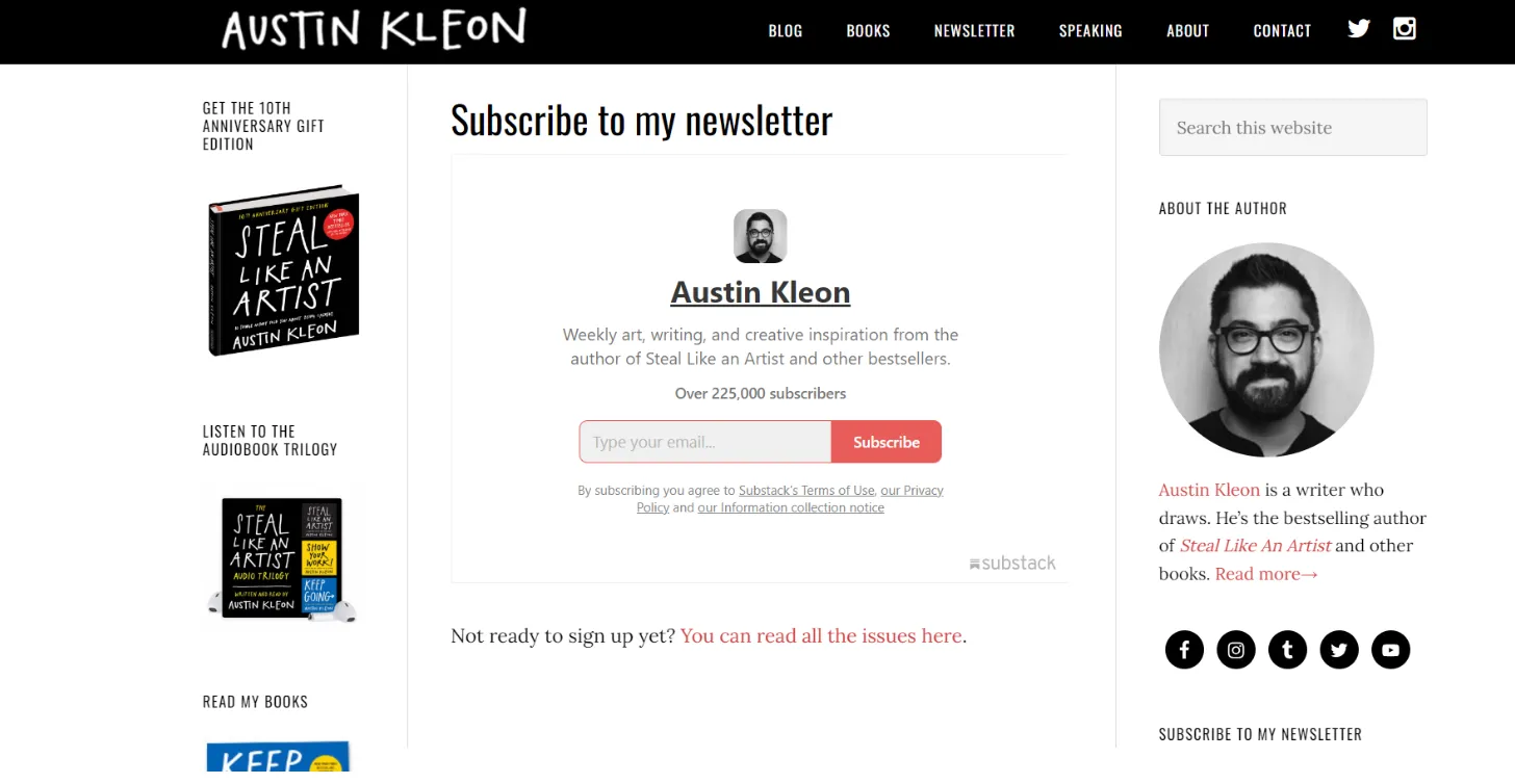 2. Austin Kleon's Newsletter – Austin Kleon