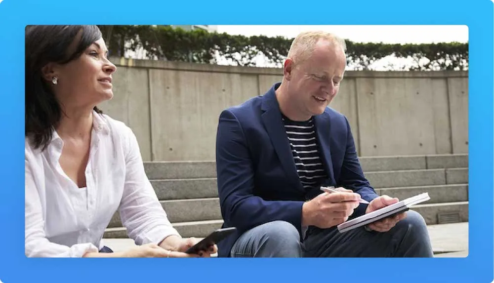 Two professionals man and woman on their 40s deciding on yescareer options