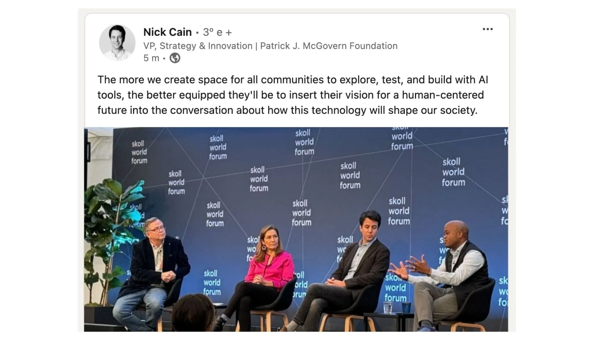 Nick Cain post on LinkedIn