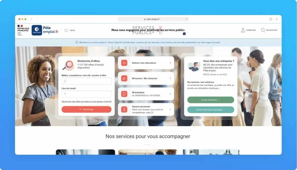 Pole Emploi website screenshot