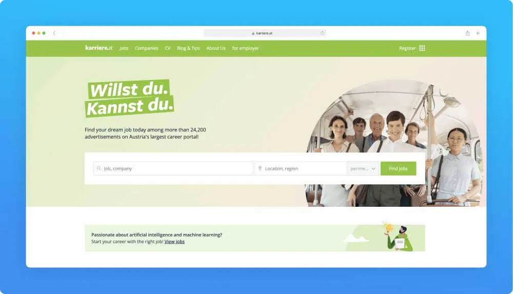 Karriere website screenshot