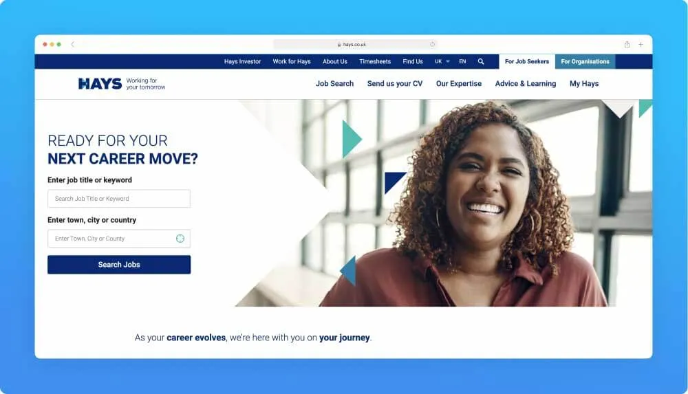 Hays website screenshot
