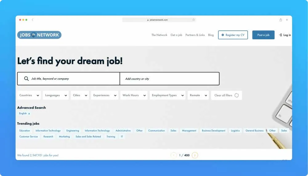 Jobs in Network website screenshot