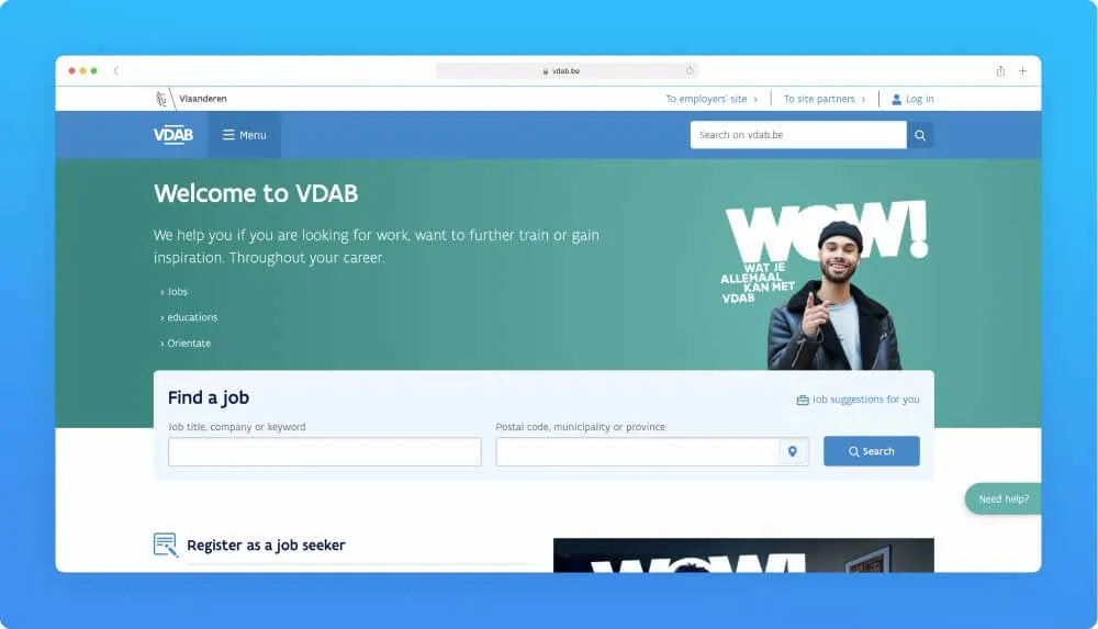 VDAB website screenshot