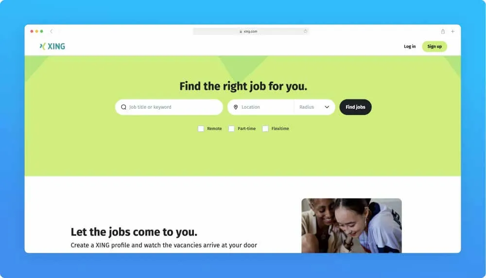Xing website screenshot