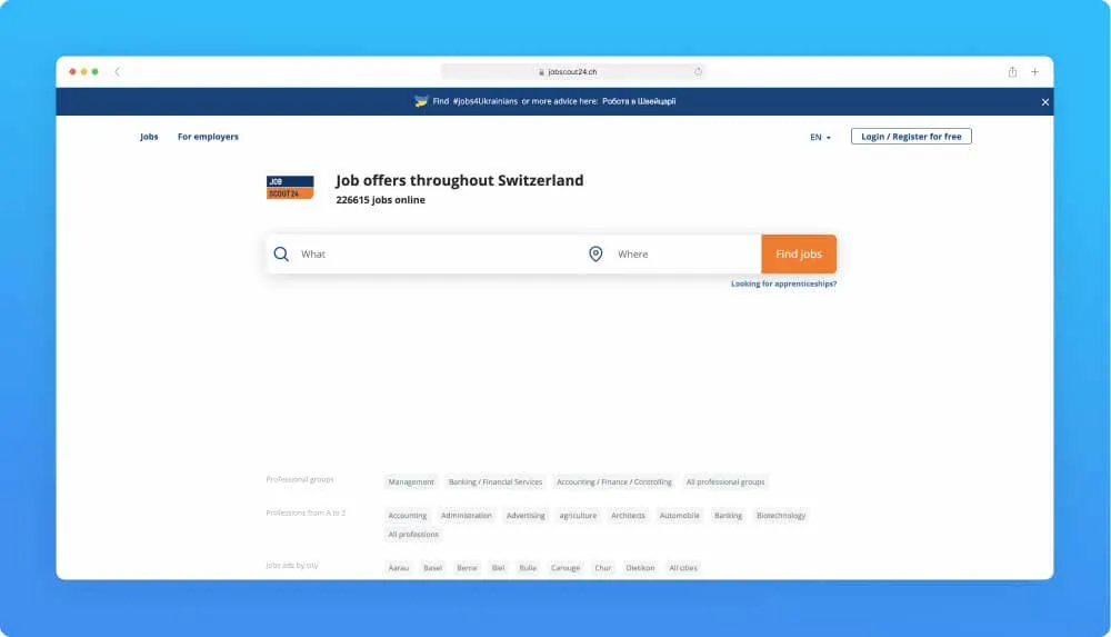 Jobscout website screenshot