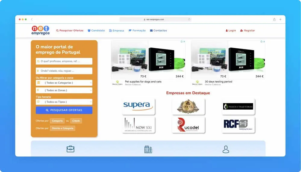 Netempregos website screenshot