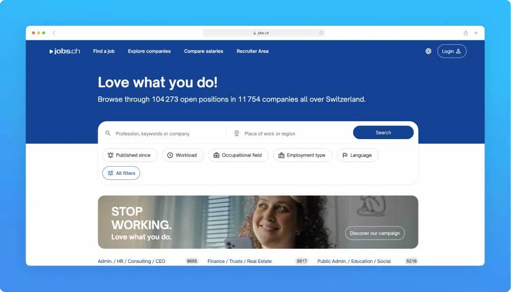 Jobs.ch website screenshot