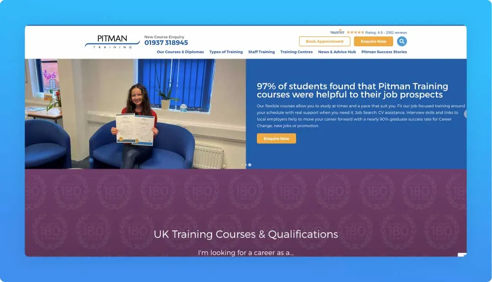 Pitman Training Group professional programs and workshops website screenshot